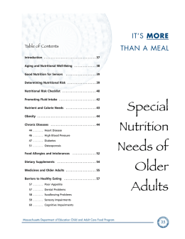 Special Nutrition Needs of Older Adults