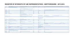 register of interests of lmc representatives - hertfordshire - 2013-2014