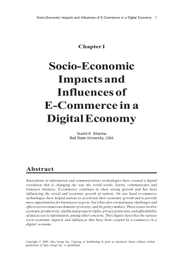 Socio-Economic Impacts and Influences of E