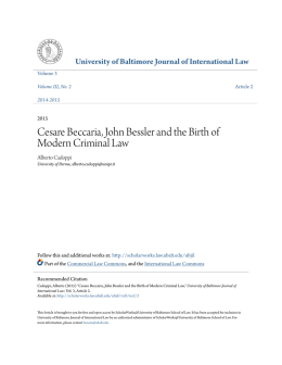 Cesare Beccaria, John Bessler and the Birth of Modern Criminal Law