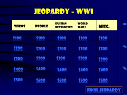 Jeopardy – WWI
