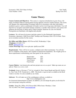 Game Theory - Department of Economics | | University of Pittsburgh