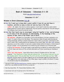 Book of Colossians - Colossians 2:1-23
