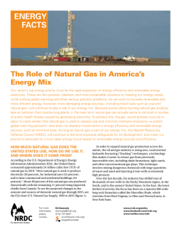 NRDC: The Role of Natural Gas in America`s Energy Mix