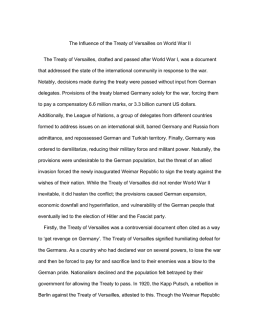 The Influence of the Treaty of Versailles on World War II The Treaty