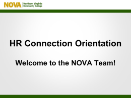 HR Connection Orientation - Northern Virginia Community College