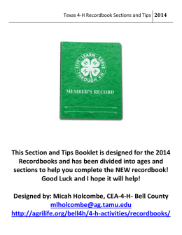 Texas 4-H Recordbook Sections and Tips