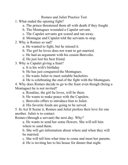 Romeo and Juliet Practice Test