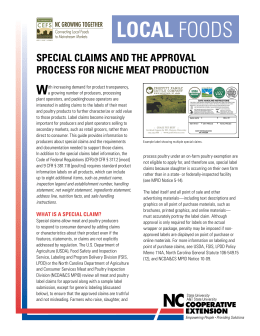 Special Claims and the Approval Process for Niche Meat Production