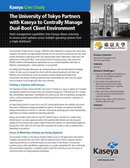 The University of Tokyo Partners with Kaseya to Centrally Manage