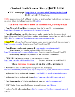 Cleveland Health Sciences Library Quick Links CHSL homepage
