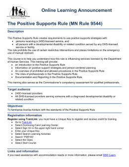 Positive Support Rule (MN Rule 9544) (PDF