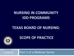 Nursing in Community IDD Programs Texas Board of Nursing