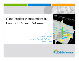 Good Project Management in Hampson-Russell Software