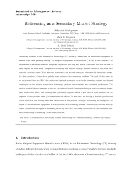 Relicensing as a Secondary Market Strategy