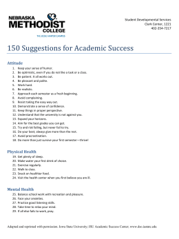 150 Suggestions for Academic Success