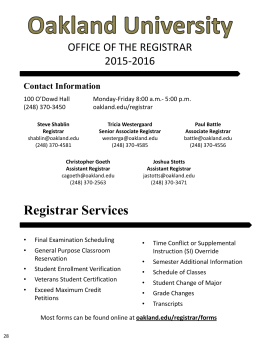 Registrar Services - Oakland University