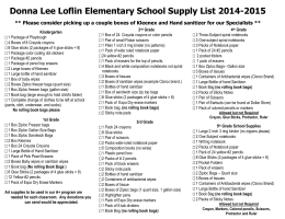 Donna Lee Loflin Elementary School Supply List 2014-2015