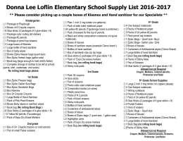 Donna Lee Loflin Elementary School Supply List 2016-2017