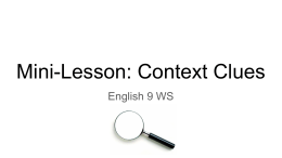 Mini-Lesson: Context Clues