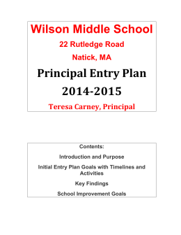 Wilson Middle School Principal Entry Plan 2014