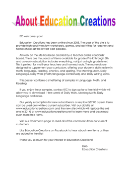 Welcome Letter - Education Creations