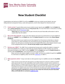 New Student Checklist - University Accounts Receivable