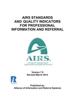 airs standards and quality indicators for professional information