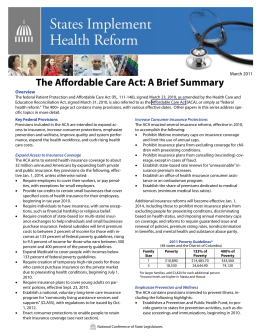 The Affordable Care Act: A Brief Summary