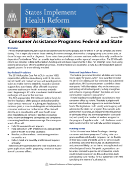 Consumer Assistance Programs: Federal and State