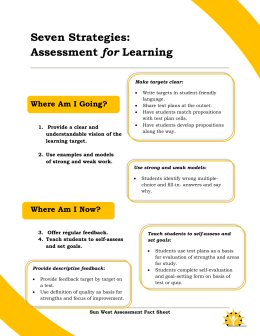 Seven Strategies: Assessment for Learning - Supporting