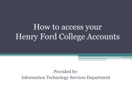 How to access your HFCC Accounts
