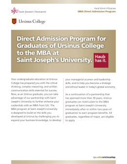 Direct Admission Program for Graduates of Ursinus