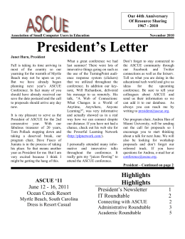 President`s Letter