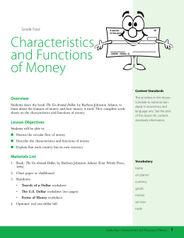 Grade Four: Characteristics and Functions of Money
