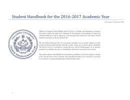 Student Handbook for the 2016‐2017 Academic Year