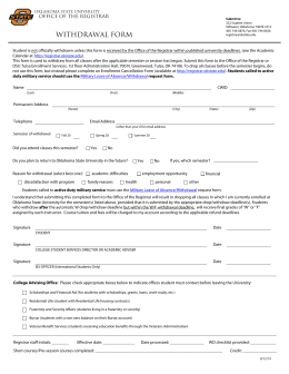WITHDRAWAL form - Office of the Registrar
