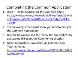Common App Directions 2015-16