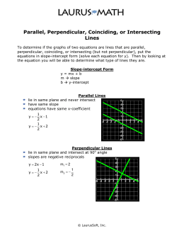Parallel, Perpendicular, Coinciding, or Intersecting Lines