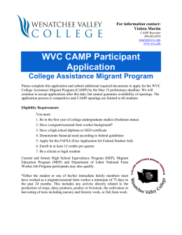 WVC CAMP Participant Application