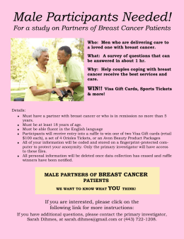 Male Participants Needed! - Male Caregivers of Breast Cancer