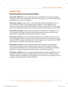 Activity 28.1 Broad Social Goals of an Economic System