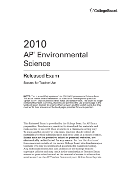 AP Environmental Science Released Exam, 2010