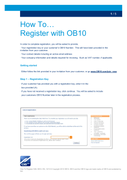 How To… Register with OB10