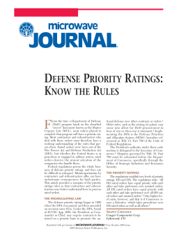 Defense Priority Ratings