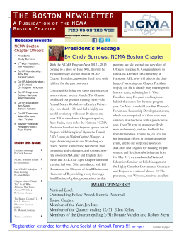 NCMA Spring Newsletter 2013 - National Contract Management