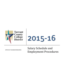 2015-2016 TCC Salary Schedule and Employment Procedures