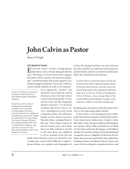 John Calvin as Pastor - The Southern Baptist Theological Seminary