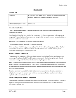 Student Guide DD Form 254