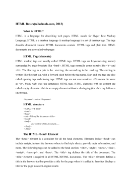 HTML Basics(w3schools.com, 2013)